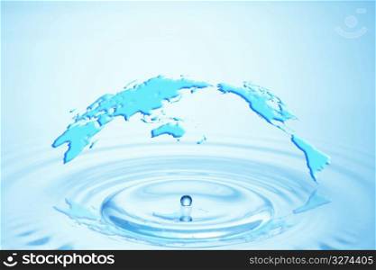 World map and Water drop