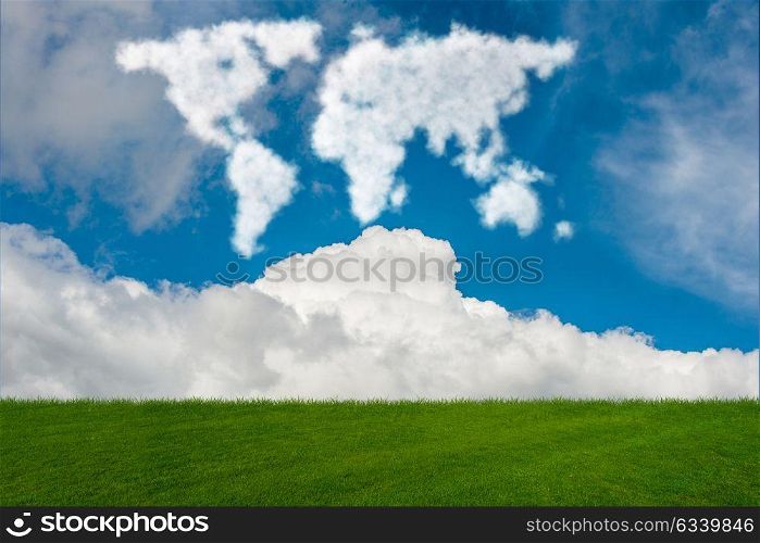 World map made of clouds in nature concept- 3D rendering