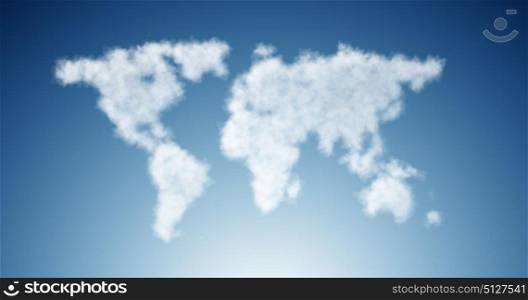 World map made of clouds in nature concept
