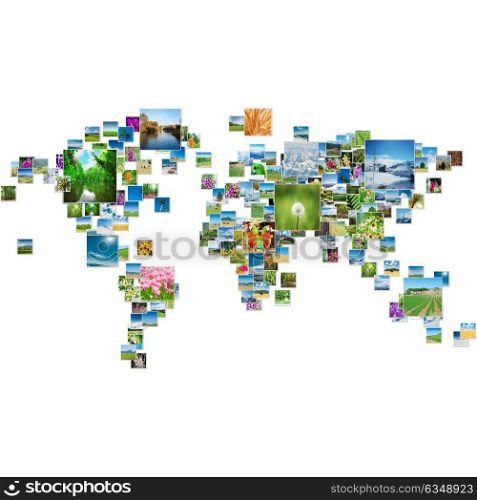 World map made of nature photos