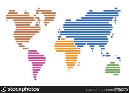 World map made up of horizontal lines