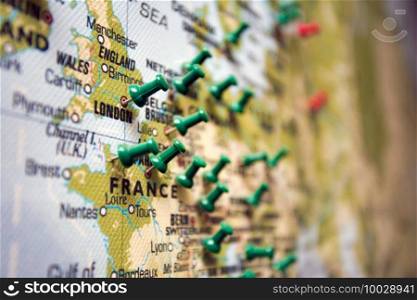 World map with different push pin on Countries where travelers have been, Travel,Topography and tourist concept background colorful. World map with different push pin on Countries where travelers have been, Travel,Topography and tourist concept background