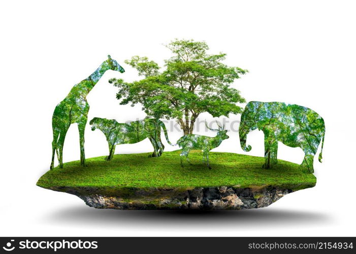 World Wildlife Day forest silhouette in the shape of a wild animal wildlife and forest conservation concept