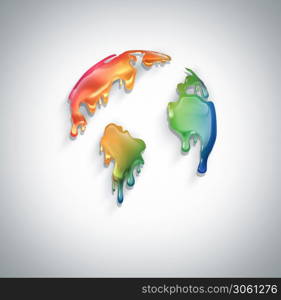 world with dripping colorful paint