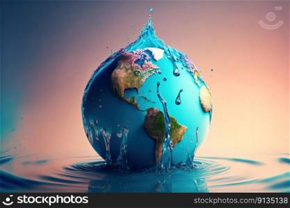 World with Water For 22 March World Day for Water Created with Generative AI Technology