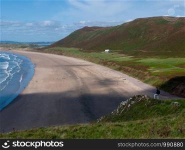 Worms Head South Wales Gower peninsula outside coastal scene - Wales; UK