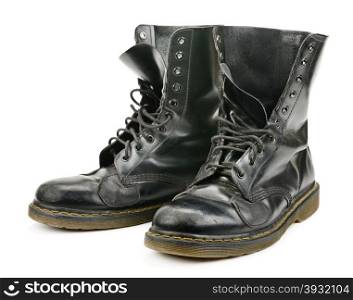 worn boots isolated on white background