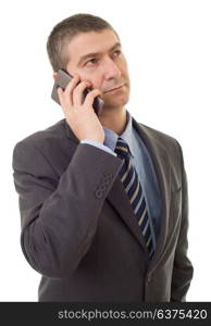 worried business man on the phone, isolated