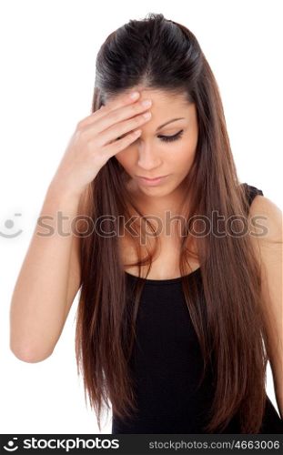 Worried cool woman isolated on a white background