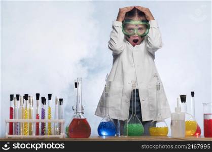 worried girl science lab