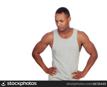 Worried latin boy isolated on a white background