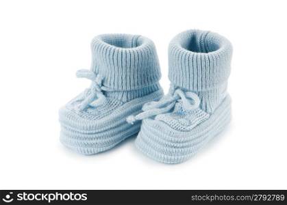 Woven baby shoes isolated on white background