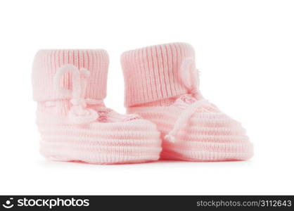 Woven baby shoes isolated on white background