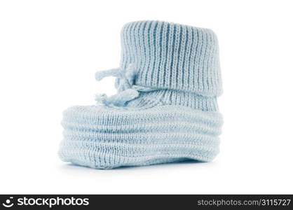 Woven baby shoes isolated on white background