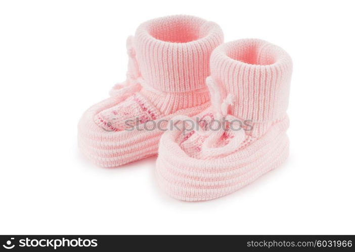 Woven baby shoes isolated on white background