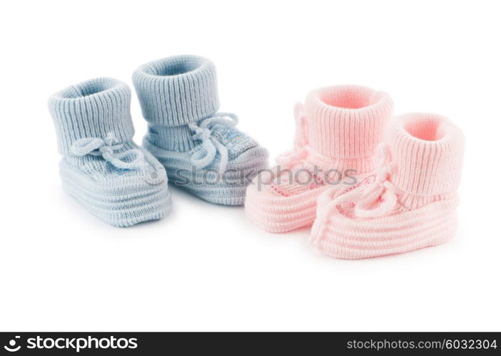 Woven baby shoes isolated on white background