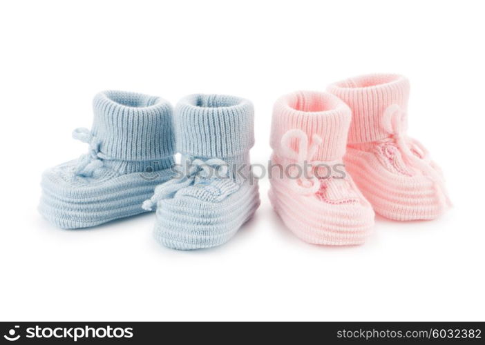 Woven baby shoes isolated on white background