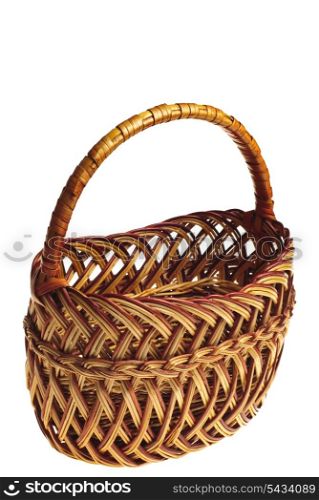 Woven basket isolated on white background. Traditional easter&rsquo;s thing.