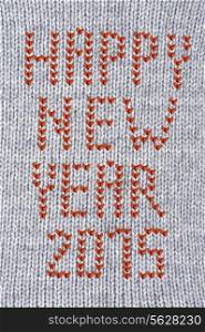 Woven wool white fabric texture with happy new year 2015 sign