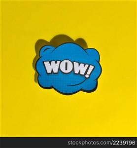 wow word pop art retro vector illustration yellow background