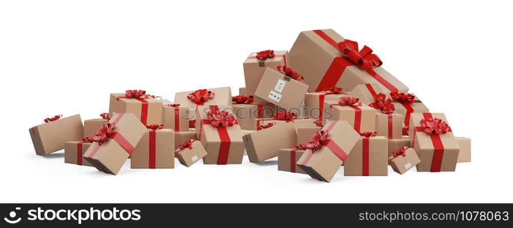 wrapped brown packages delivery boxes 3d-illustration