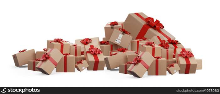 wrapped brown packages delivery boxes 3d-illustration
