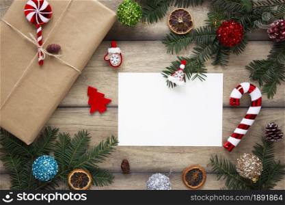 wrapped gift next to card mock up. Resolution and high quality beautiful photo. wrapped gift next to card mock up. High quality and resolution beautiful photo concept