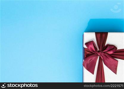 wrapped gift with ribbon copy space