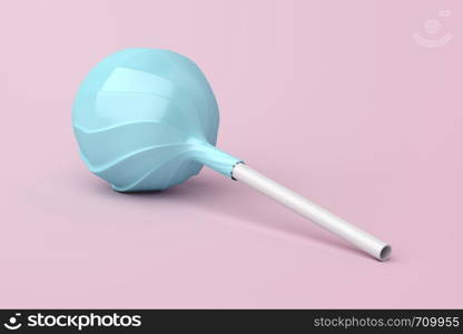 Wrapped lollipop on pink background, 3D illustration
