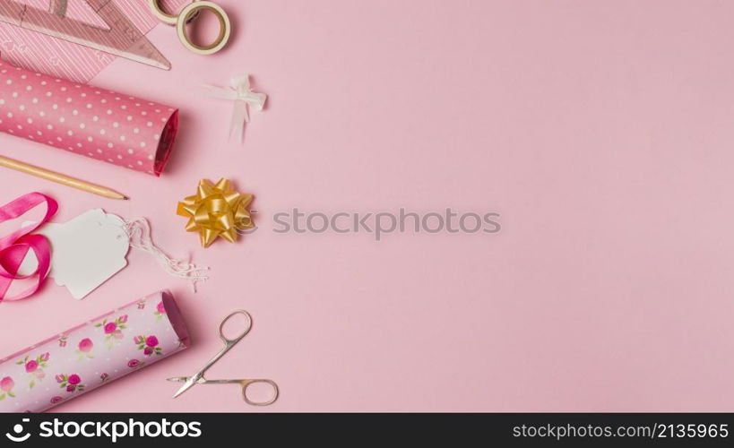 wrapping paper scissor tag stationery materials pink wallpaper with space text