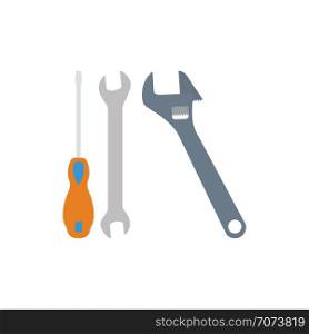 Wrench and screwdriver icon. Flat color design. Vector illustration.