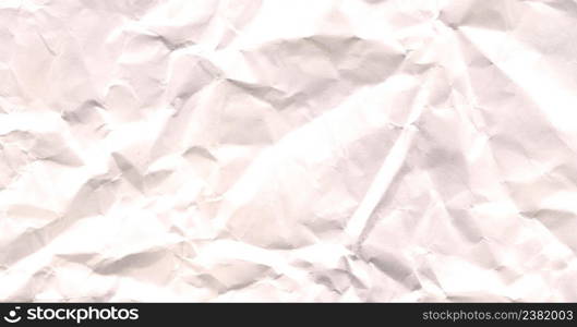 Wrinkled white empty paper. Junk white paper with copy space. Paper crumple texture