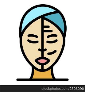 Wrinkles face treatment icon. Outline wrinkles face treatment vector icon color flat isolated. Wrinkles face treatment icon color outline vector