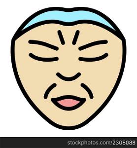 Wrinkles makeup icon. Outline wrinkles makeup vector icon color flat isolated. Wrinkles makeup icon color outline vector