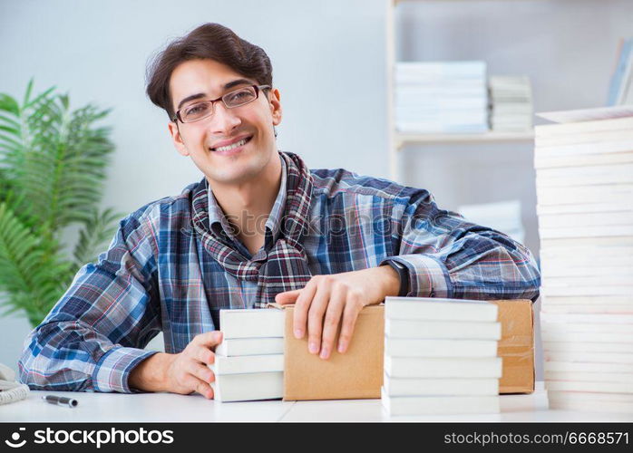 Writer presenting his books to public