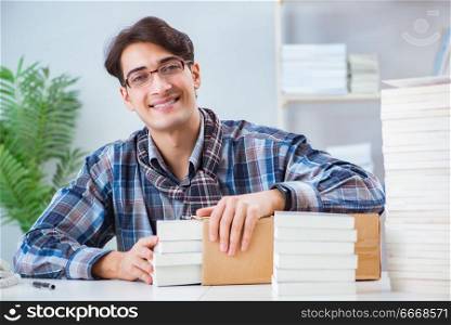 Writer presenting his books to public