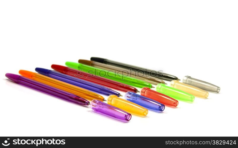 writing equipment in red blue green yellow black