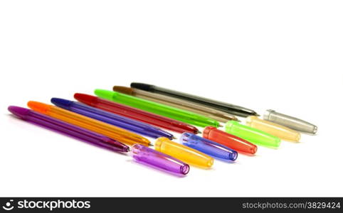 writing equipment in red blue green yellow black