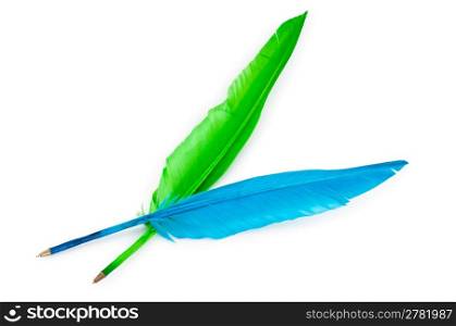 Writing feather isolated on the white background