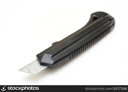 Writing knife of black color on a white background