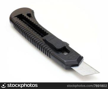 Writing knife of black color on a white background
