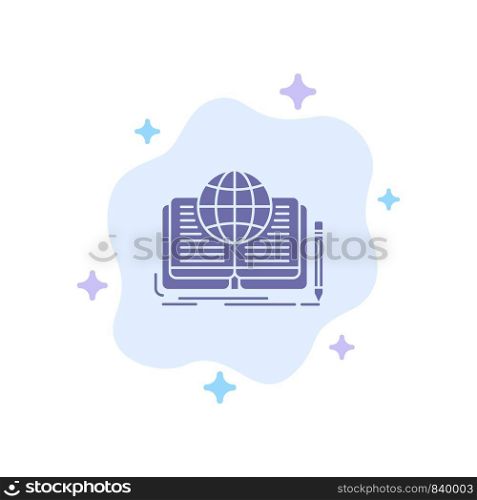 Writing, Novel, Book, Story, Theory Blue Icon on Abstract Cloud Background