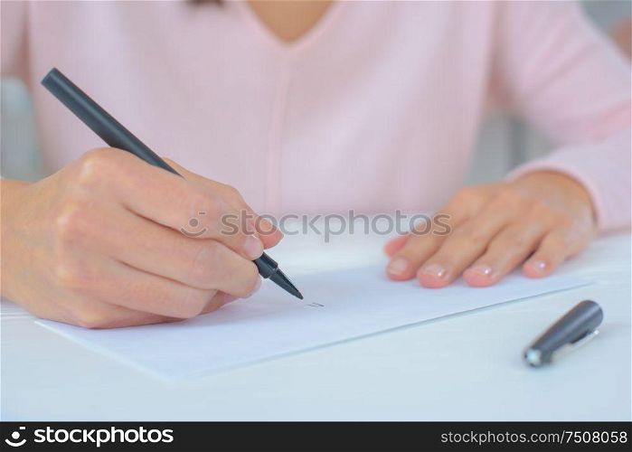 writing on a blank sheet