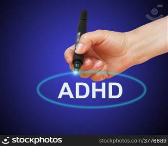 writing word adhd with marker on gradient background made in 2d software