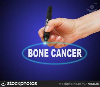 writing word BONE CANCER on gradient background made in 2d software
