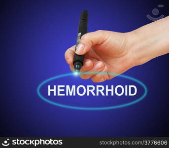 writing word hemorrhoid with marker on gradient background made in 2d software