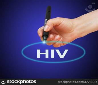 writing word hiv with marker on gradient background made in 2d software
