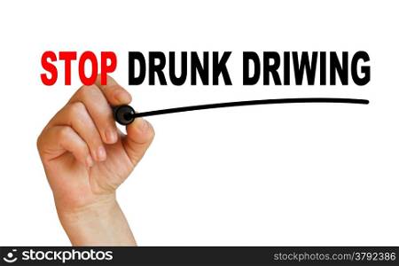 writing words &rsquo; Stop Drunk Driving &rsquo; on white background made in 2d software