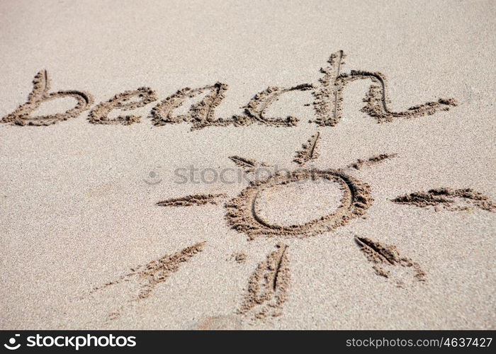 Written on the sand the word Beach