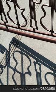 Wrought iron gate in form of guitar shapes at Hard Rock cafe, Universal Studios, Orlando, Florida, USA